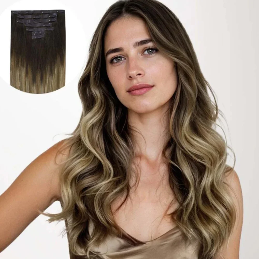 100% Remy Human Hair Clip In Hair Extensions 18
